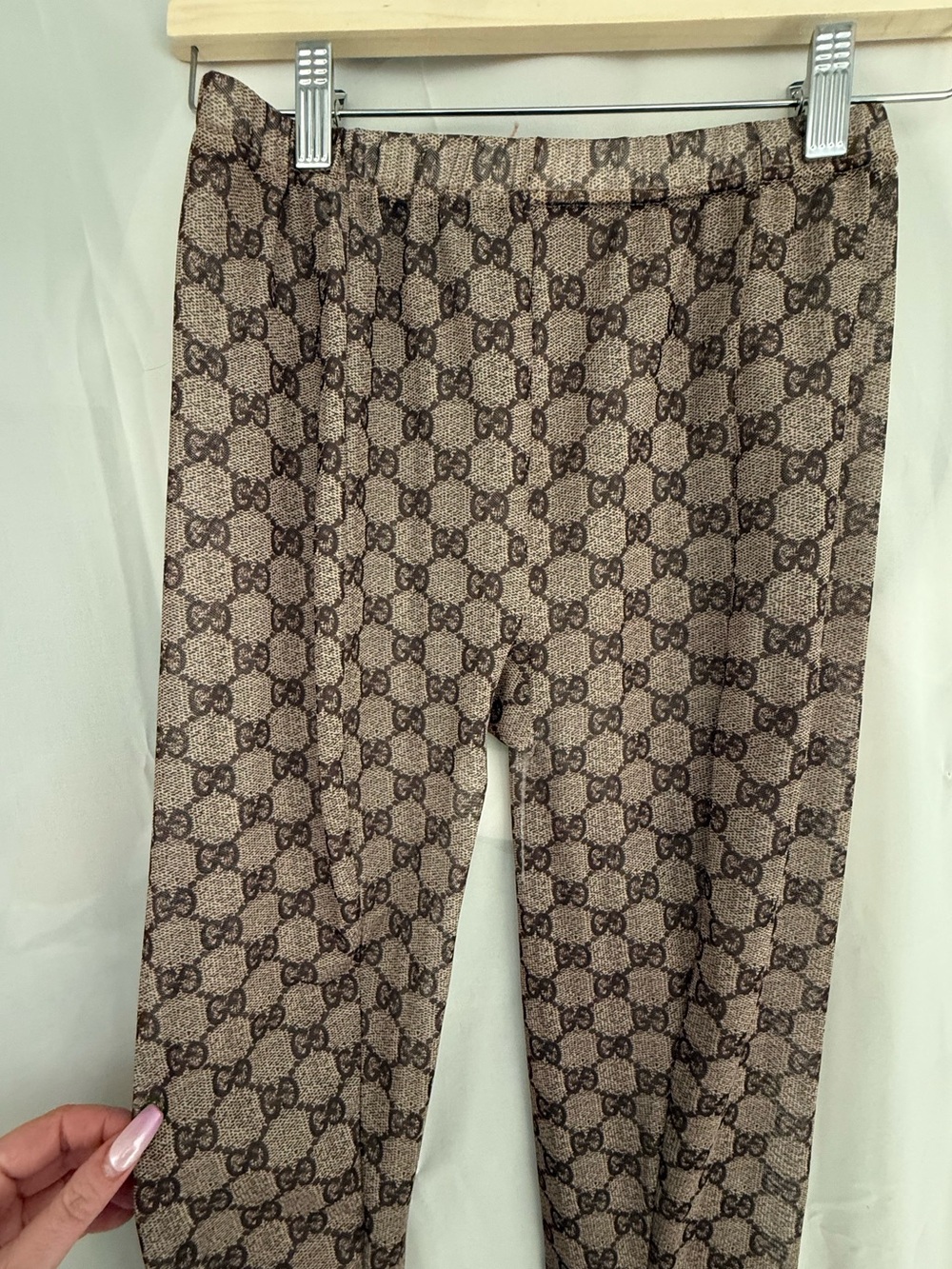 Designer Inspired Brown Monogram Print High Waist Leggings Size XS/S